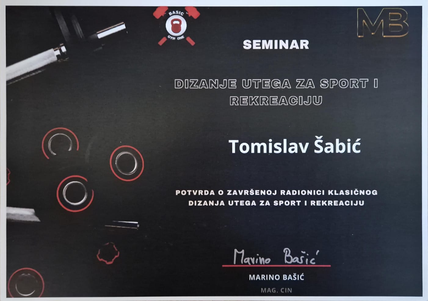 Weightlifting seminar – Tomislav Šabić, osobni i online trener